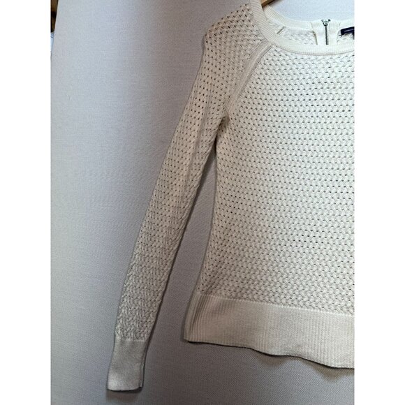 American Eagle Outfitters Women Sweater Small White Open Knit Long Sleeve Casual - Picture 6 of 12